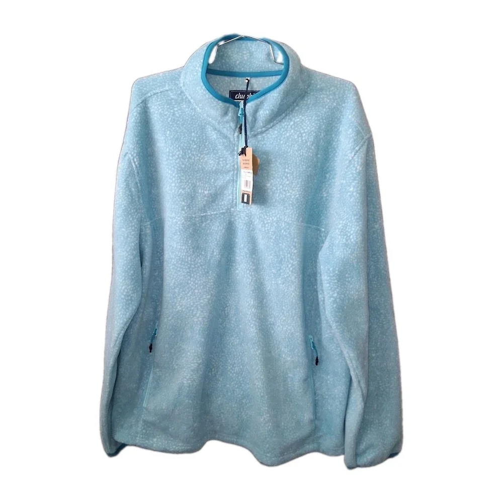 NWT Chubbies Men's XL The Tundra Quarter Zip Blue Fleece Pullover Sweater $70